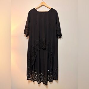 SHEIN Black High Low Eyelet Dress, 1X